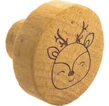 Bouton de meuble en bois avec motif de cerf