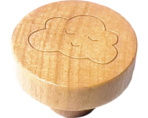Bouton en bois avec motif de nuage