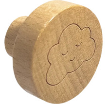 Bouton en bois avec motif nuage