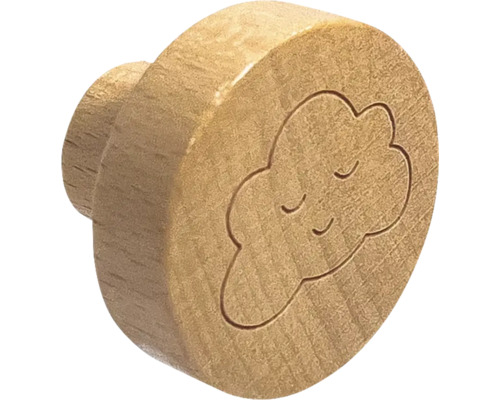Bouton en bois avec motif nuage
