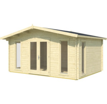 Abri de jardin en bois avec porte double et fenêtres