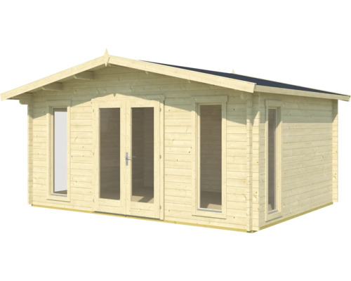 Abri de jardin en bois avec porte double et fenêtres