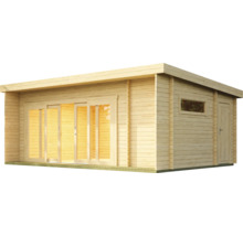 Maison de jardin en bois avec porte coulissante, fenêtre et porte
