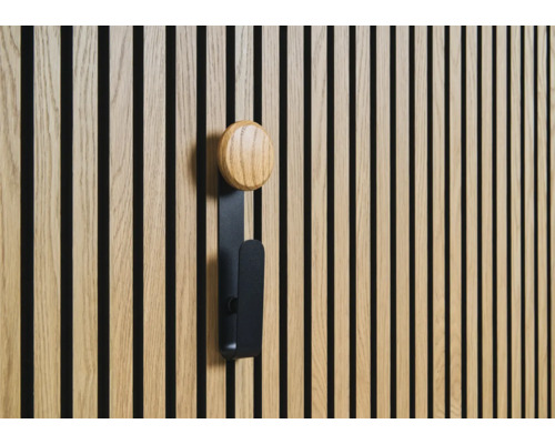 Panneau mural avec patère en bois et métal