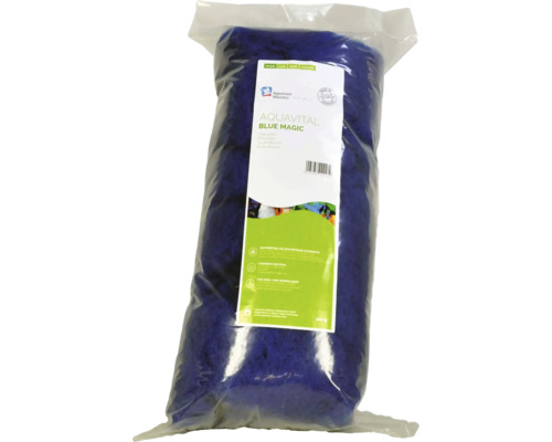 Agent filtrant Aquarium Münster Aquavital Blue Magic tampon filtrant 500 g Aquavital Blue Magic ouate filtrante dans un emballage transparent