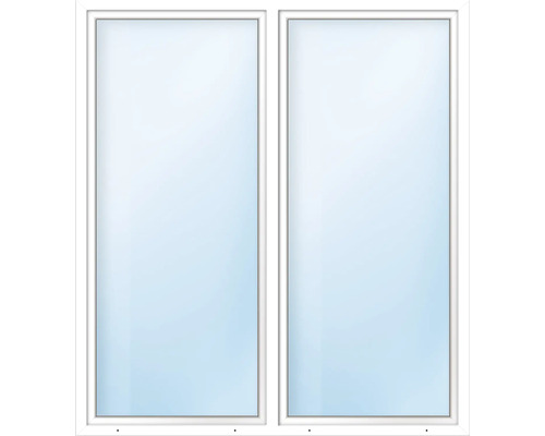ARON Basic+ Kunststofffenster 2 Flügelig (Dreh-Kipp/Dreh-Kipp) mit festem Pfosten ESG 125x190 cm RAL 9016 verkehrsweiß