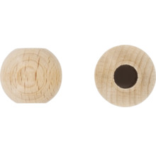 Holzkugel mit Bohrung, zwei Ansichten