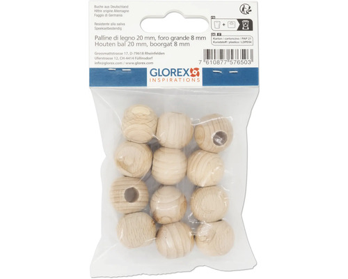 Paquet de billes en bois, diamètre 20 mm, trou de 8 mm