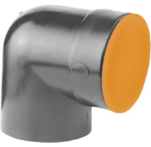 Graues Kunststoff Winkelstück mit Verschlussstopfen