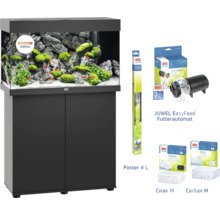 Aquarium-Set mit Zubehör: Aquarium, Unterschrank, Futterautomat Juwel EasyFeed, Juwel Poster 4, Juwel Cirax M und Juwel Carbax M