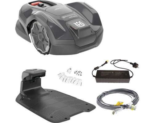 Husqvarna Mähroboter mit Ladestation, Batterie, Kabel und Zubehör