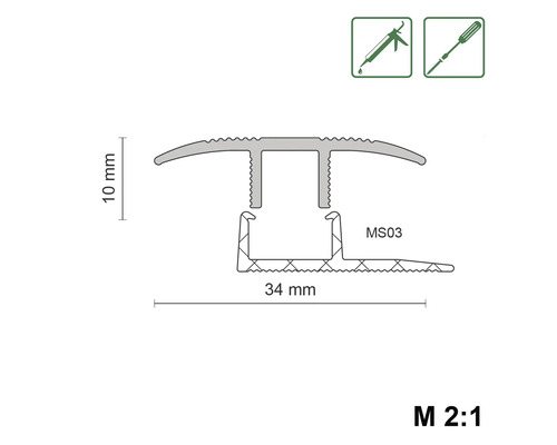 Profilzeichnung mit Maßen 10 mm und 34 mm