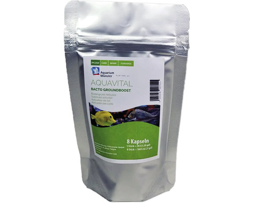 Bactéries Aquarium Münster Aquavital Groundboost 30 pces. Activateur de sol pour env. 160 L, active la biologie du sol pour une nouvelle installation Aquarium Münster Aquavital Bacto Groundboost Activateur de fond emballage de 8 capsules
