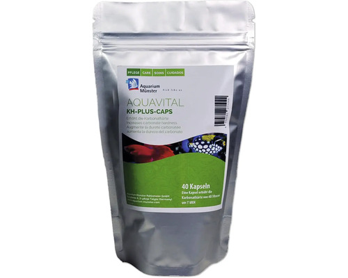 Agent de renforcement du carbonate Aquarium Münster Aquavital KH-Plus-Caps 40 pièces Aquarium Münster Aquavital KH-Plus-Caps pour augmenter la dureté carbonatée, paquet de 40 capsules