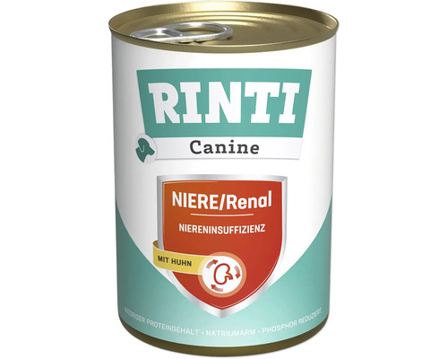 Hundefutter nass RINTI Canine Nieren-Diät, reduzierter Eiweißgehalt 400 g Rinti Canine Hundefutter mit Huhn zur Unterstützung der Nierenfunktion