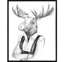 Image encadrée d''un élan avec une chemise et des bretelles