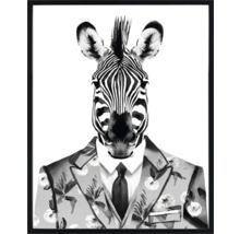 Image encadrée d''un zèbre en costume