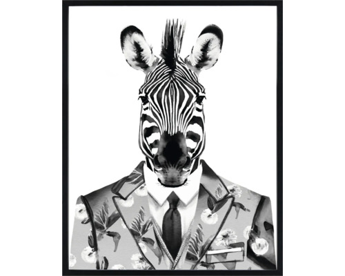 Image encadrée d''un zèbre en costume