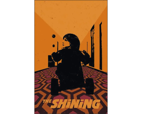 Panneau décoratif The Shining 58x90 cm Représentation illustrative du film The Shining avec un garçon sur un tricycle dans un couloir