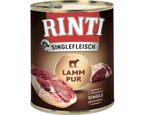 Hundefutter nass RINTI Singelfleisch Lamm pur 800 g Rinti Singlefleisch Hundefutter Lamm pur in Dose