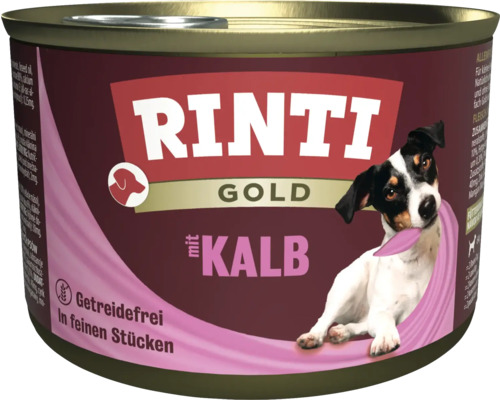 Rinti Gold Hundenassfutter mit Kalb im Futternapf