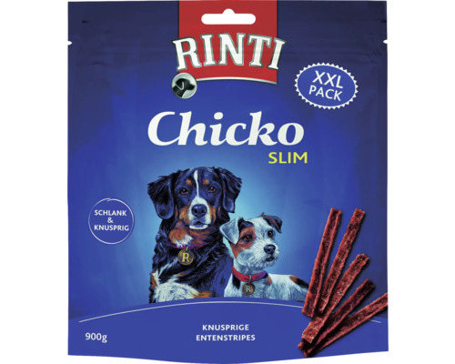 Friandises RINTI Chicko Slim Canard XXL 900 g Rinti Chicko Slim lamelles de canard en pack XXL pour chiens, 900 grammes
