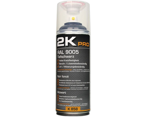 Peinture aérosol 2K PRO brillant RAL 9005 noir foncé 400 ml