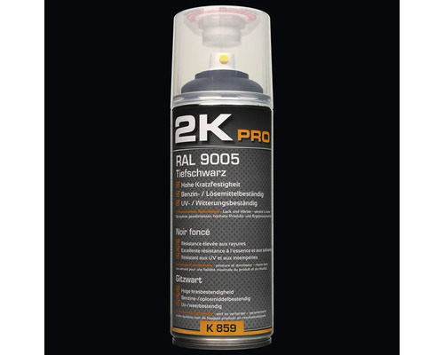Peinture aérosol 2K PRO mat RAL 9005 noir foncé 400 ml Bombe de peinture 2K Pro RAL 9005 noir foncé