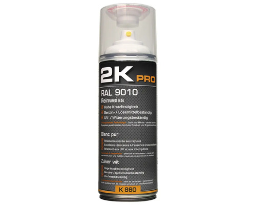 Peinture aérosol 2K PRO brillant RAL 9010 blanc pur 400 ml 2K Pro peinture aérosol Blanc pur RAL 9010