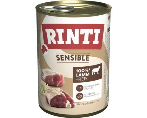 Rinti Sensible Hundenassfutter mit Lamm und Reis in Dose