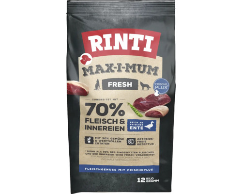 Croquettes pour chien Rinti Max-i-mum au canard 12 kg Rinti Max-i-Mum Fresh nourriture sèche au canard, 12 kilogrammes