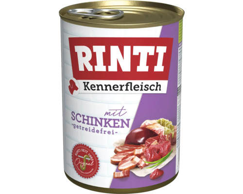 Hundefutter nass RINTI Kennerfleisch Schinken 400 g getreidefrei Rinti Hundefutter Dose mit Schinken