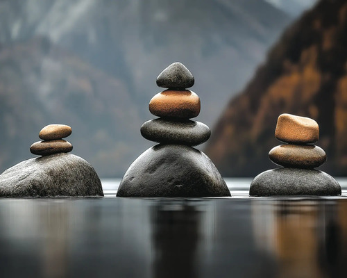 Decopanel gestapelte Steine 50x40 cm Gestapelte Steine im Wasser