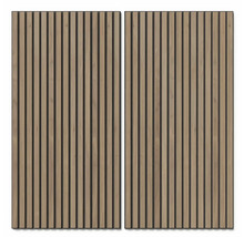 Deux panneaux acoustiques avec des lamelles en bois