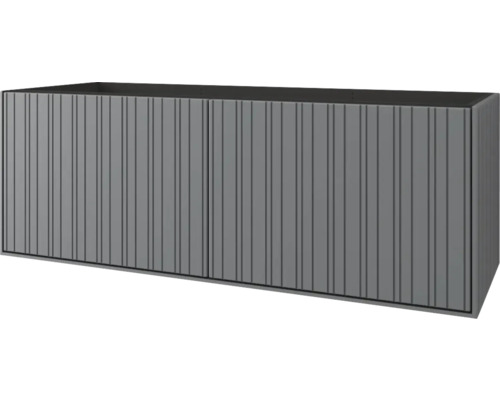 Meuble sous-lavabo gris avec portes rainurées