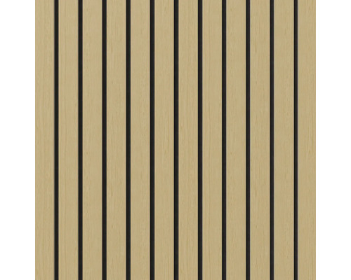 Panneau acoustique avec texture bois et lignes droites noires