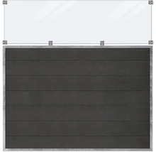 Porte sectionnelle avec structure de panneaux horizontaux et élément en verre