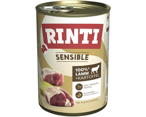 Rinti Sensible Hundenassfutter mit Lamm und Kartoffel in einer Konservendose