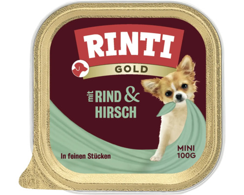 Hundefutter nass RINTI gold Mini Hirsch & Rind 1 Pack 16x100 g