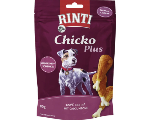 Rinti Chicko Plus cuisses de poulet snack pour chien, 80 grammes