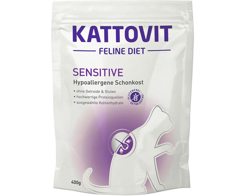 Katzenfutter trocken Kattovit Sensitive 400 g Kattovit Sensitive Katzennahrung für sensible Katzen mit hochwertigen Proteinen und ohne Getreide im 400-Gramm-Beutel