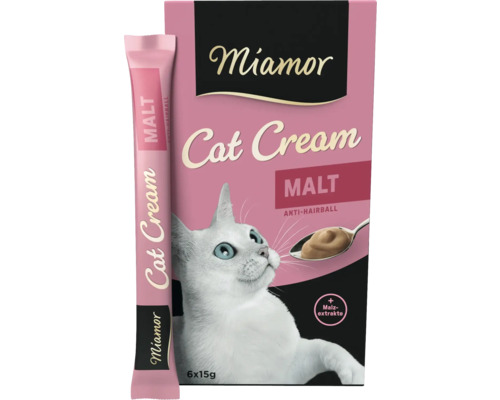 Friandise pour chat Miamor Confect Malt Cream 6x15 g Miamor Cat Cream Malt, anti-boules de poils