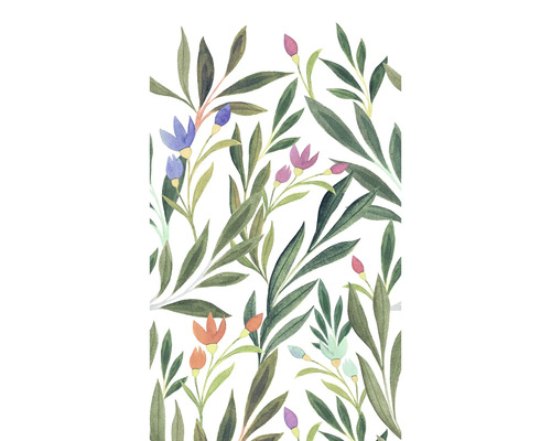 Papier peint panoramique impression numérique intissé A72801 Andrea 3 pces 280 x 159 cm Illustration de feuilles et de fleurs sur un revêtement mural