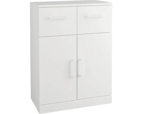 Armoire midi form&style LANAI lxhxp 60 x 82 cm x 33,5 cm couleur de façade blanc Meuble de salle de bains blanc avec deux tiroirs et deux portes