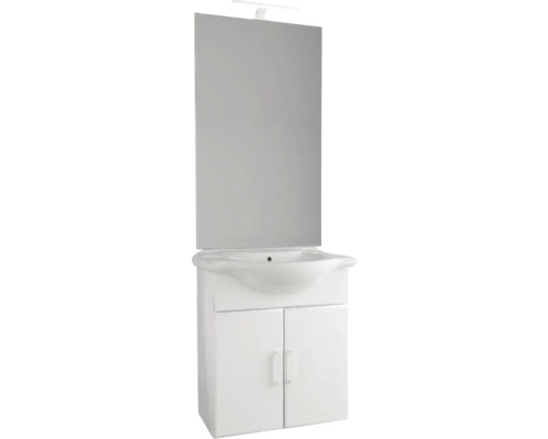 form&style Badmöbelset MALPELO BxHxT 66 x 190 x 47 cm Frontfarbe weiß mit Waschtisch weiß Griff weiß Waschbeckenunterschrank mit Spiegel und Beleuchtung für das Badezimmer