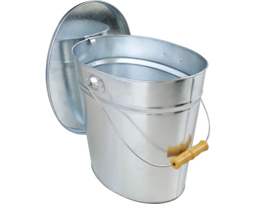 Seau métallique avec couvercle et poignée de transport