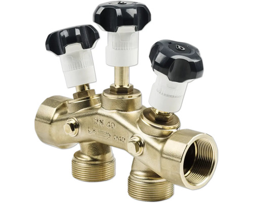 Bloc de distribution en laiton avec trois vannes