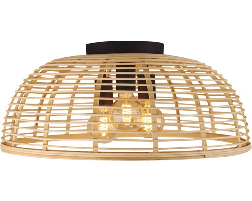 Deckenleuchte aus Bambus mit drei Glühbirnen