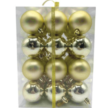 Packung mit 12 Christbaumkugeln aus Kunststoff mit matter und glänzender Oberfläche