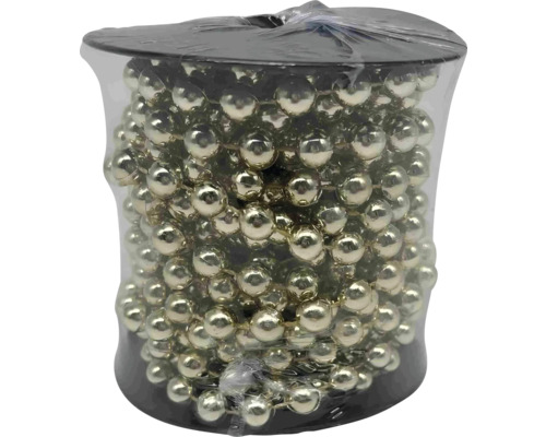 Weihnachtsbaumgirlande Lafiora Kunststoff L 6 m gold Dekokette mit Perlen im Kunststoffbehälter